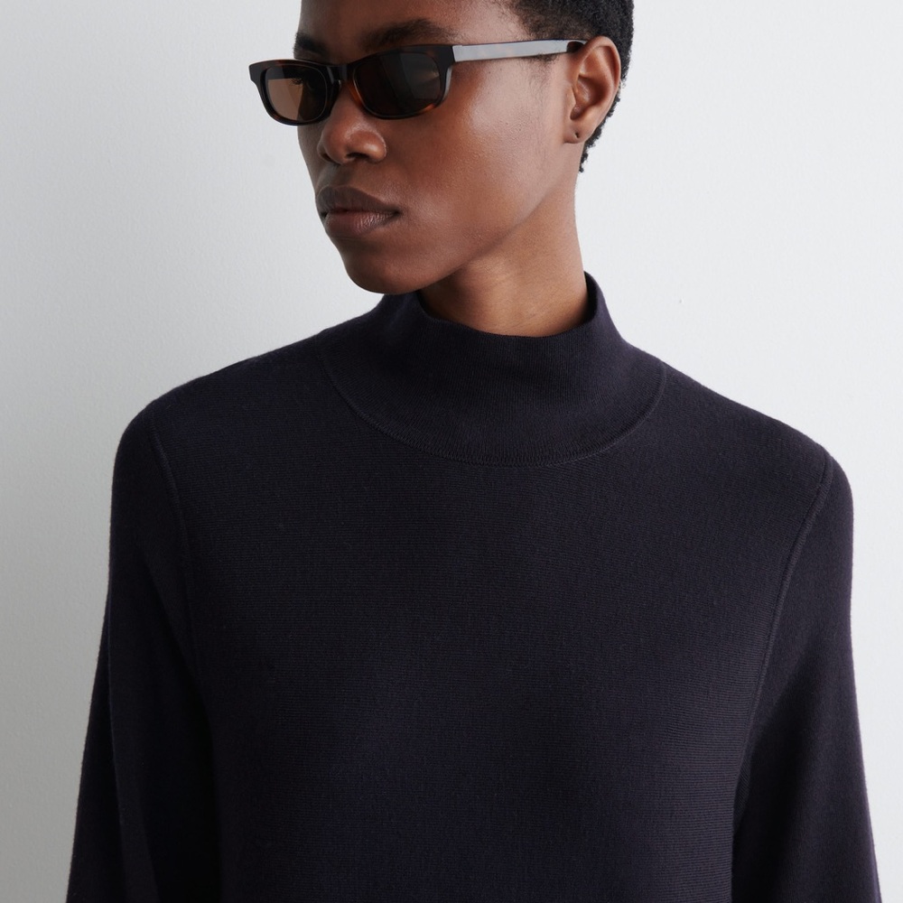 🖤 NWT COS Black Mock Neck Wool Blend Swing Dress – Size M | $150 Retail - Picture 7 of 12